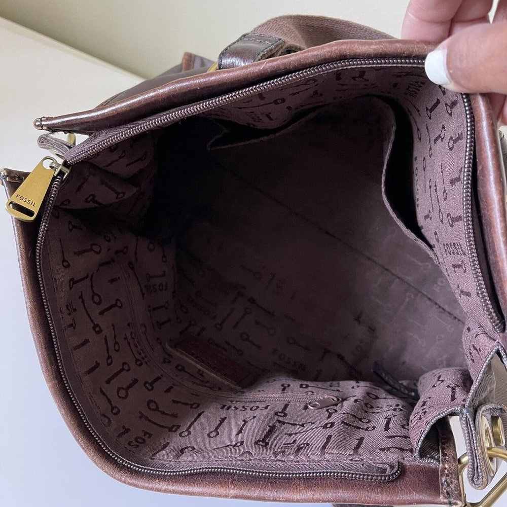 FOSSIL Maddox Vintage Convertible Crossbody Handbag Satchel Purse Bag Leather - Picture 10 of 12